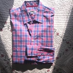 Jeremy Argyle NYC Pink Plaid Button Up Shirt Size Medium